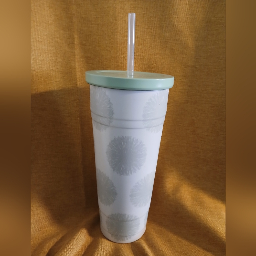 Room Essentials Mint Green Design Double Wall SS 25 oz Straw Tumbler (072325F)